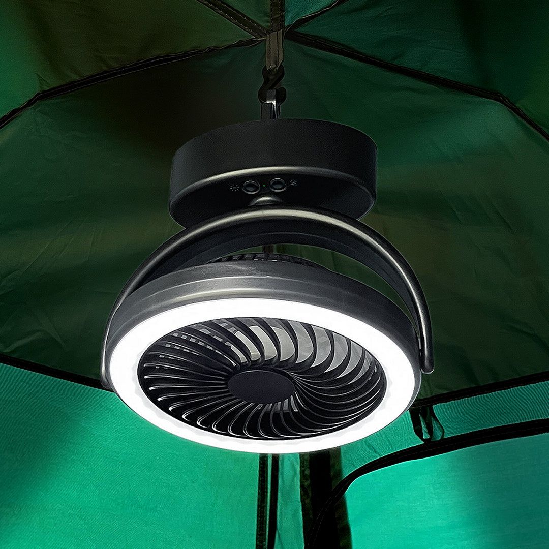 พัดลมตั้งแคมป์แบบพกพา สำหรับกิจกรรมกลางแจ้ง และใช้งานในเต็นท์